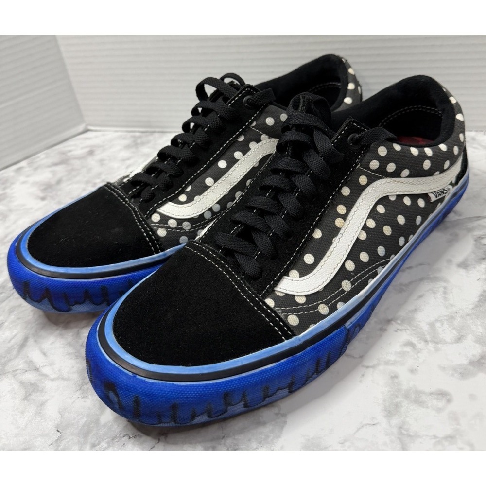 Size 11.5  Baker x Vans Old Skool Pro Dustin Dollin Polka Dots Blue Custom Sole